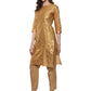 Ahalyaa Short Beige Cotton Blend Kurta With Metallic Gold Chevron Print | Swadesiicart