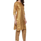 Ahalyaa Short Beige Cotton Blend Kurta With Metallic Gold Chevron Print | Swadesiicart