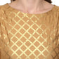 Ahalyaa Short Beige Cotton Blend Kurta With Metallic Gold Chevron Print | Swadesiicart
