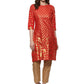 Ahalyaa Fiery Red Cotton Blend Kurta With Metallic Gold Print | Swadesiicart
