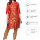 Ahalyaa Fiery Red Cotton Blend Kurta With Metallic Gold Print | Swadesiicart