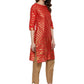 Ahalyaa Fiery Red Cotton Blend Kurta With Metallic Gold Print | Swadesiicart