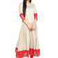 Ahalyaa Off White & Red Gold Printed Anarkali | Swadesiicart