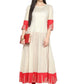 Ahalyaa Off White & Red Gold Printed Anarkali | Swadesiicart