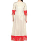 Ahalyaa Off White & Red Gold Printed Anarkali | Swadesiicart