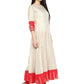 Ahalyaa Off White & Red Gold Printed Anarkali | Swadesiicart