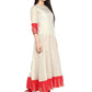 Ahalyaa Off White & Red Gold Printed Anarkali | Swadesiicart