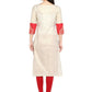 Ahalyaa Off White & Red Metallic Printed Straight Cotton Blend Beautiful Kurta | Swadesiicart