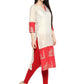 Ahalyaa Off White & Red Metallic Printed Straight Cotton Blend Beautiful Kurta | Swadesiicart