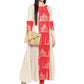 Ahalyaa Taj Mahal Print and Brocade Look Off White & Red Kurta | Swadesiicart
