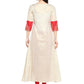 Ahalyaa Taj Mahal Print and Brocade Look Off White & Red Kurta | Swadesiicart