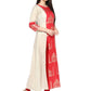 Ahalyaa Taj Mahal Print and Brocade Look Off White & Red Kurta | Swadesiicart