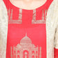 Ahalyaa Taj Mahal Print and Brocade Look Off White & Red Kurta | Swadesiicart