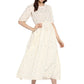 Ahalyaa Women White Printed Fit and Flare Dress | Swadesiicart