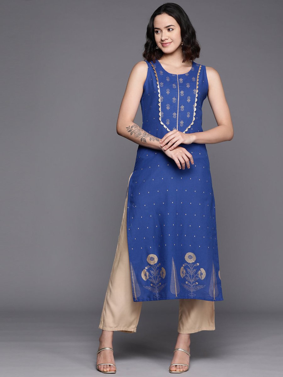 Ahalyaa Floral Printed Gotta Patti Pure Cotton Kurta | Swadesiicart