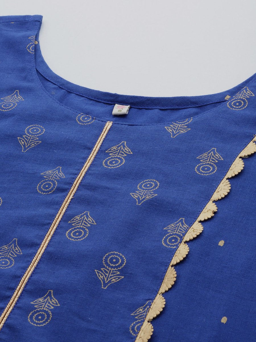 Ahalyaa Floral Printed Gotta Patti Pure Cotton Kurta | Swadesiicart