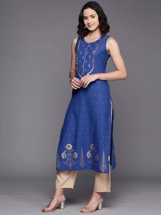 Ahalyaa Floral Printed Gotta Patti Pure Cotton Kurta | Swadesiicart