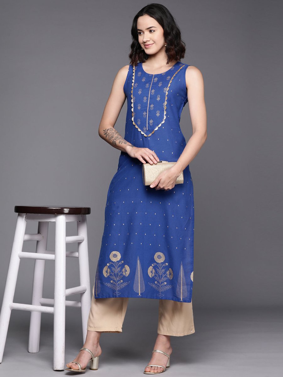 Ahalyaa Floral Printed Gotta Patti Pure Cotton Kurta | Swadesiicart