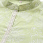 Ahalyaa Floral Printed Zari Mandarin Collar Puff Sleeves Pure Cotton Kurta | Swadesiicart