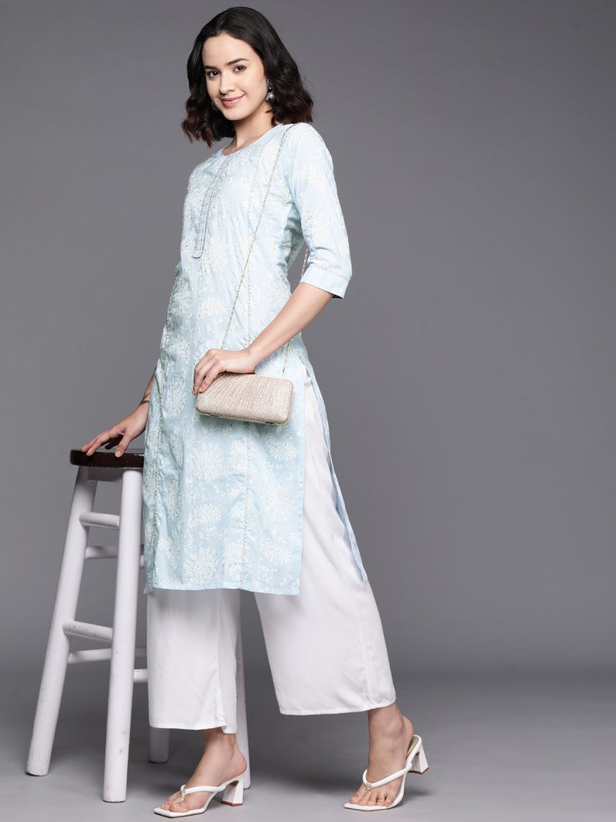 Ahalyaa Floral Block Print Pure Cotton Kurta | Swadesiicart
