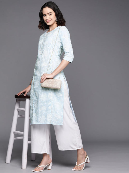 Ahalyaa Floral Block Print Pure Cotton Kurta | Swadesiicart