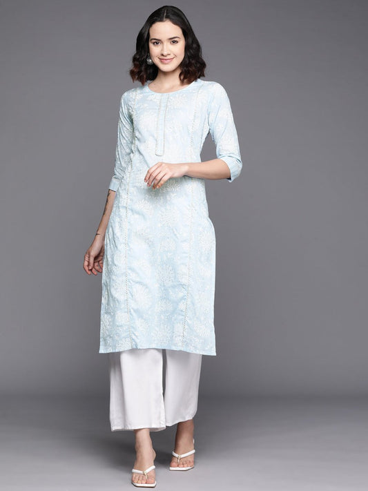 Ahalyaa Floral Block Print Pure Cotton Kurta | Swadesiicart