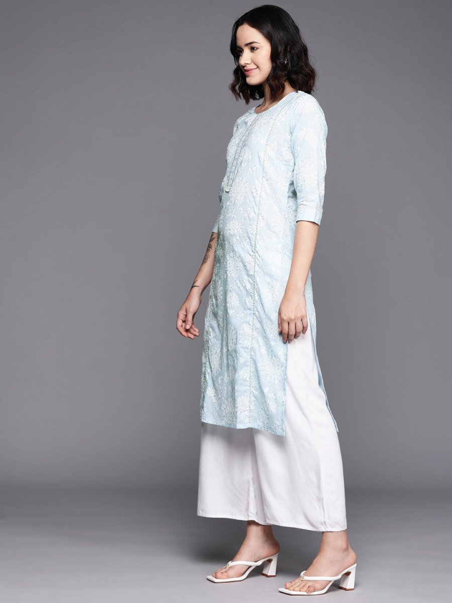 Ahalyaa Floral Block Print Pure Cotton Kurta | Swadesiicart
