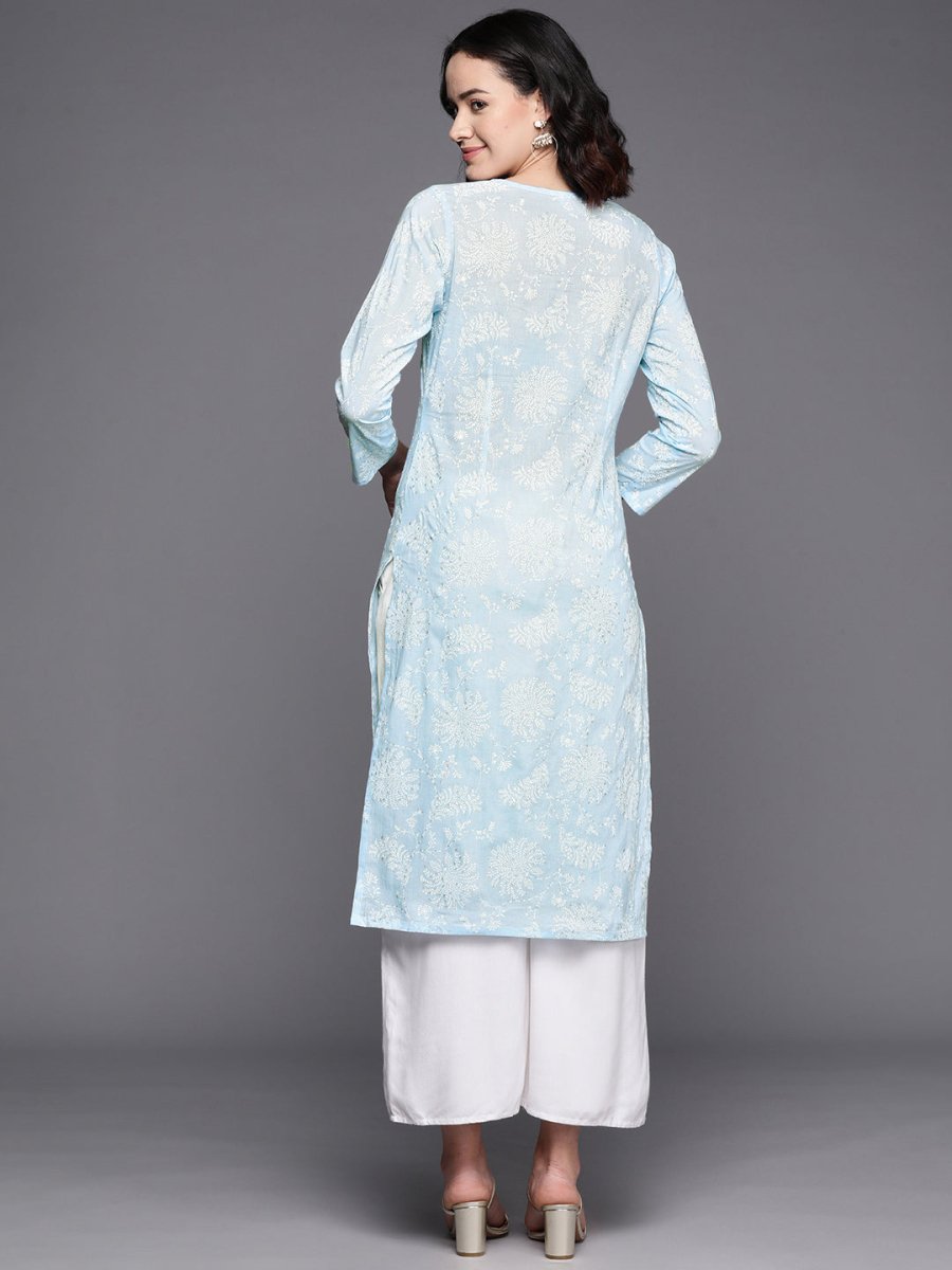 Ahalyaa Floral Printed Zari Pure Cotton Kurta | Swadesiicart