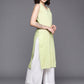 Ahalyaa Women Striped Gotta Patti Pastel Pure Cotton Kurta | Swadesiicart