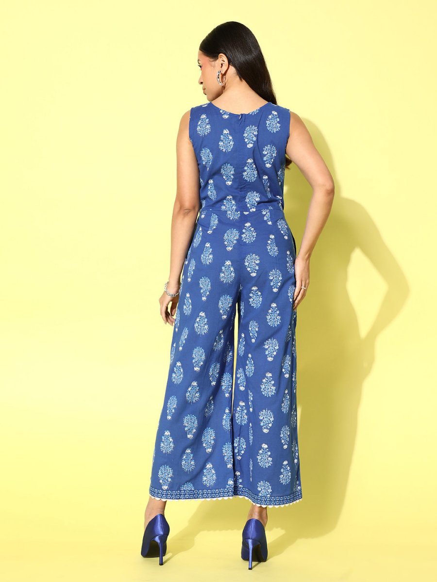 Ahalyaa Printed Cotton Basic Jumpsuit | Swadesiicart