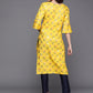Ahalyaa Floral Printed Zari Bell Sleeves Pure Cotton Kurta | Swadesiicart