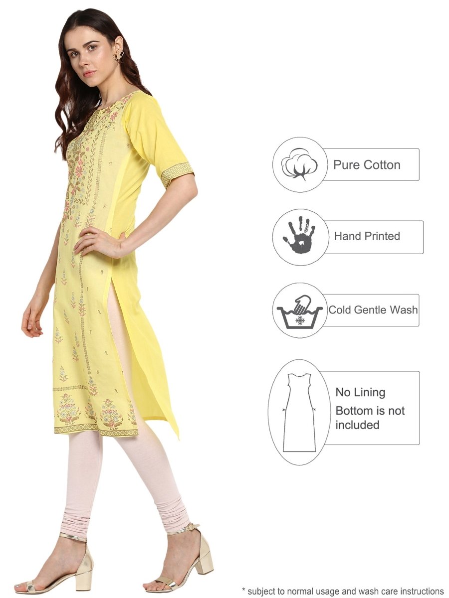 Ahalyaa Womens Cotton Straight Kurta | Swadesiicart