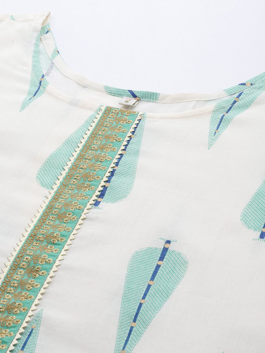 Ahalyaa Printed Embroidered Ethnic Tunic | Swadesiicart