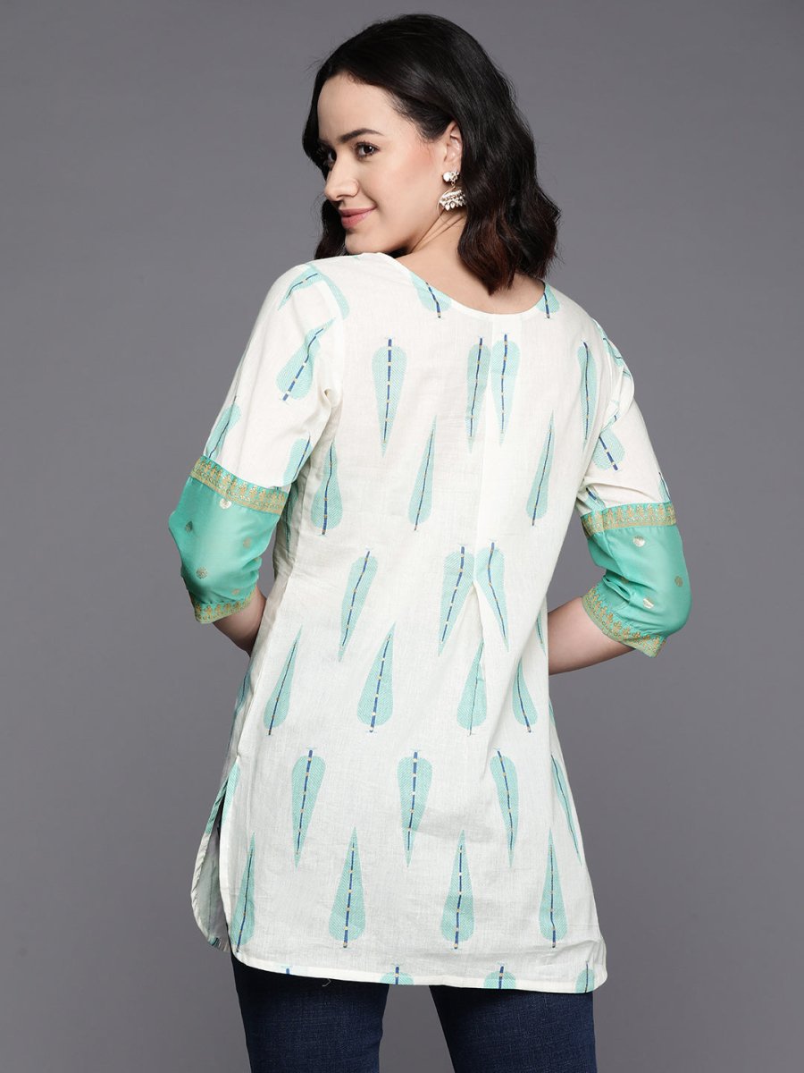 Ahalyaa Printed Embroidered Ethnic Tunic | Swadesiicart
