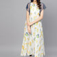 Ahalyaa Women White & Yellow Printed A-Line Beautiful Kurta | Swadesiicart