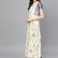 Ahalyaa Women White & Yellow Printed A-Line Beautiful Kurta | Swadesiicart