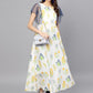 Ahalyaa Women White & Yellow Printed A-Line Beautiful Kurta | Swadesiicart