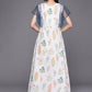 Ahalyaa Women White & Blue Printed A-Line Kurta | Swadesiicart