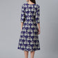 Ahalyaa Women Navy Blue & Off White Pure Cotton Printed Angrakha Beautiful Kurta | Swadesiicart