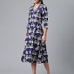 Ahalyaa Women Navy Blue & Off White Pure Cotton Printed Angrakha Beautiful Kurta | Swadesiicart