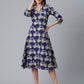 Ahalyaa Women Navy Blue & Off White Pure Cotton Printed Angrakha Beautiful Kurta | Swadesiicart