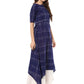 Ahalyaa Women Blue Checked A-Line Asymmetric Kurta | Swadesiicart
