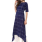 Ahalyaa Women Blue Checked A-Line Asymmetric Kurta | Swadesiicart