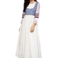 Ahalyaa White And Blue Printed Flare Cotton Jacket Kurta For Women | Swadesiicart