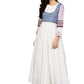 Ahalyaa White And Blue Printed Flare Cotton Jacket Kurta For Women | Swadesiicart