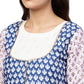 Ahalyaa White And Blue Printed Flare Cotton Jacket Kurta For Women | Swadesiicart