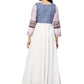 Ahalyaa White And Blue Printed Flare Cotton Jacket Kurta For Women | Swadesiicart