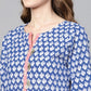 Ahalyaa Women Blue & White Printed High-Low Straight Kurta | Swadesiicart