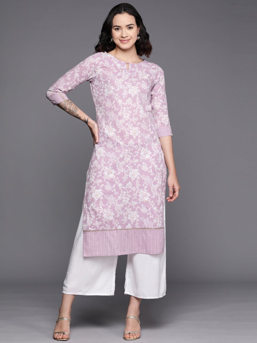 Ahalyaa Floral Printed Pure Cotton Kurta | Swadesiicart