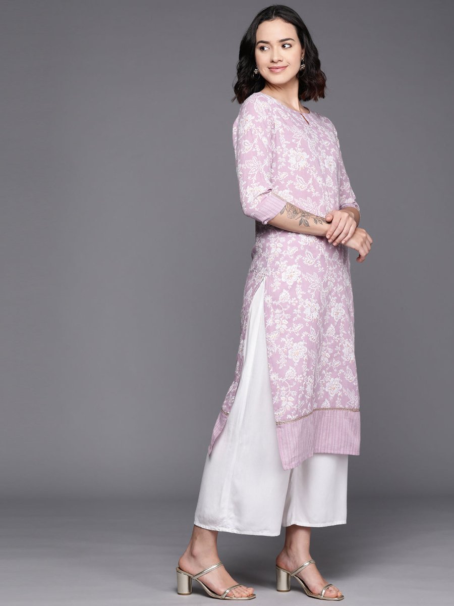Ahalyaa Floral Printed Pure Cotton Kurta | Swadesiicart